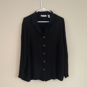 22W Valerie Stevens II Black Button Front Top Shirt